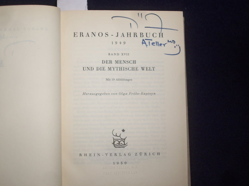 1950 ERANOS-JAHRBUCH 1949 HARDCOVER BOOK - DER MENSCH - GERMAN - KD 9011