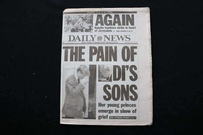 1997 SEPTEMBER 5 NEW YORK DAILY NEWS NEWSPAPER - THE PAIN OF DI'S SONS - NP 8914