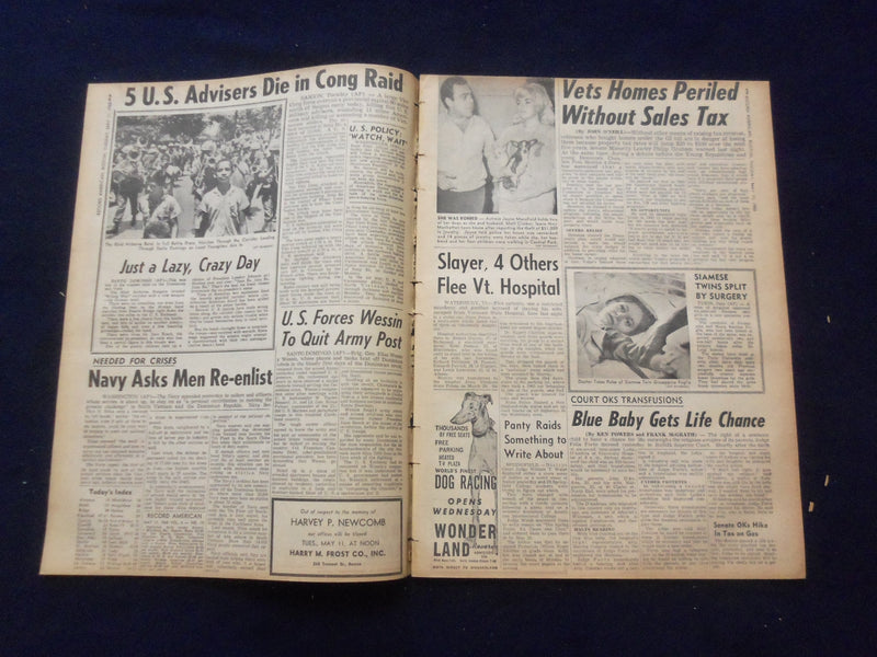 1965 MAY 11 BOSTON RECORD AMERICAN NEWSPAPER-KILLER+4 FLEE MENTAL HOSP. -NP 6287