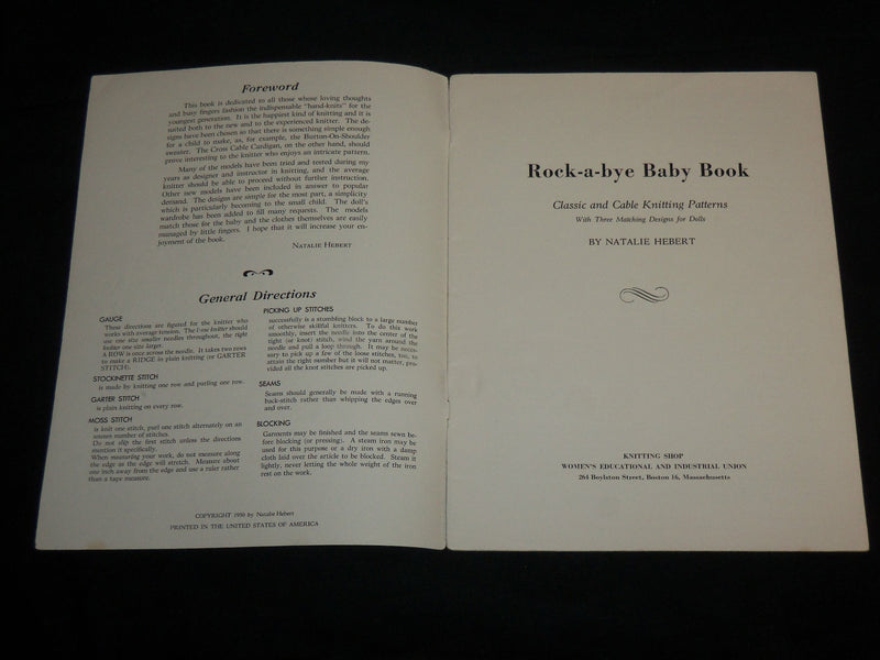 1950 ROCK-A-BYE BABY BOOK KNITTING CATALOG BY NATALIE HERBERT - J 6738