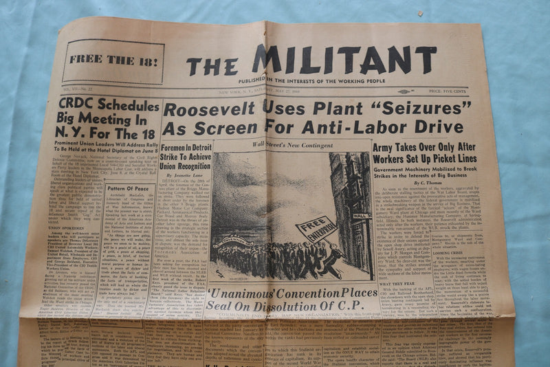 1944 MAY 27 THE MILITANT NEWSPAPER - FDR - PLANT SEIZURES - K 3304