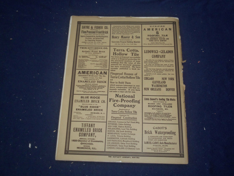 1908 AUGUST THE BRICKBUILDER MAGAZINE - AN ARCHITECTURAL MONTHLY - ST 258I