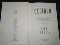 1993 DECIDER BOOK SIGNED BY DICK FRANCIS - HARDCOVER - KD 5532