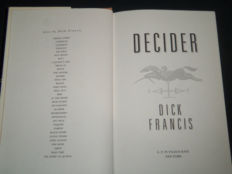 1993 DECIDER BOOK SIGNED BY DICK FRANCIS - HARDCOVER - KD 5532