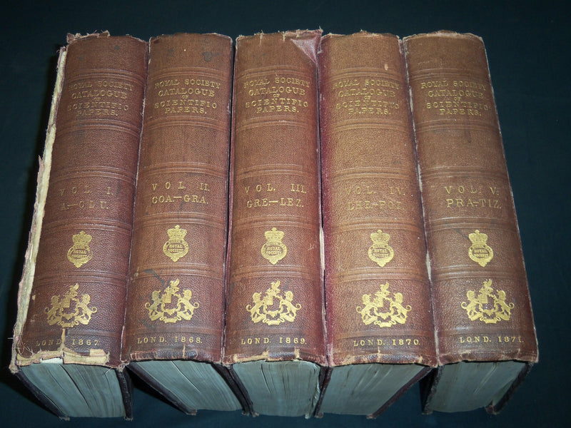 1867-1871 ROYAL SOCIETY LONDON CATALOGUE OF SCIENTIFIC PAPERS LOT OF 5 - KD 909M