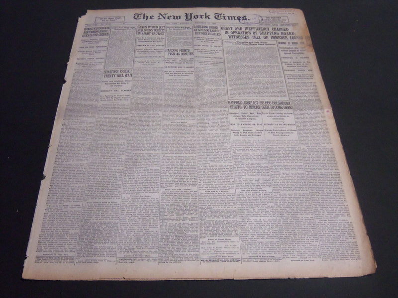 1920 NOVEMBER 10 NEW YORK TIMES - BASEBALL CONFLICT SHIFTS TO MINORS - NT 6729