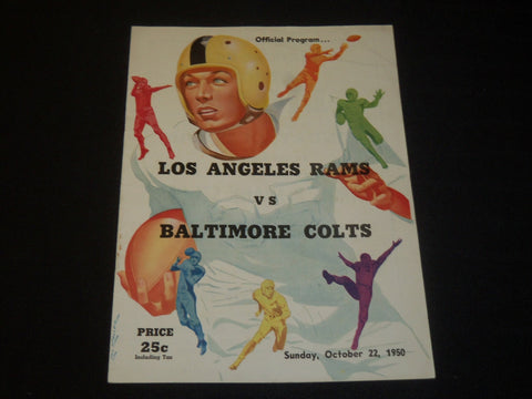 1950 OCTOBER 22 RAMS VS. COLTS PRO FOOTBALL PROGRAM - TITTLE- J 5496