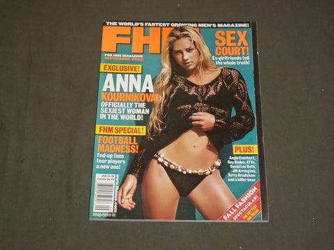 2002 SEPTEMBER FHM MAGAZINE (FOR HIM) - ANNA KOURNIKOVA COVER - B 3535