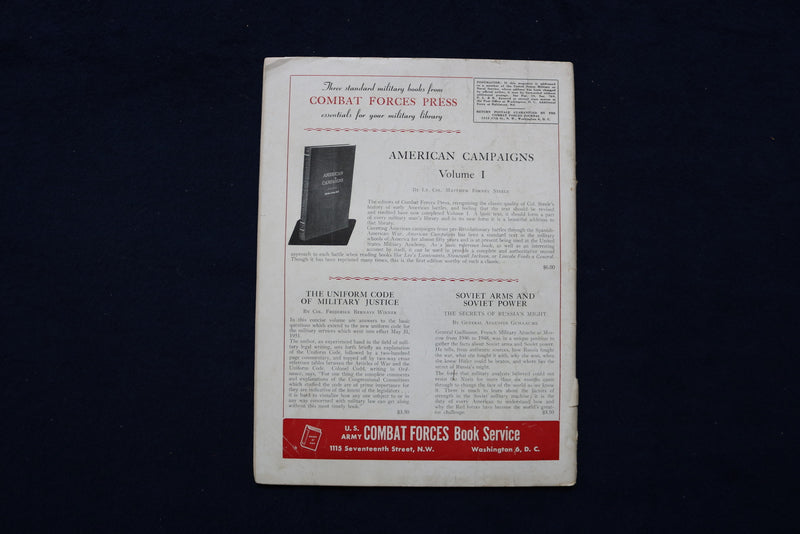 1952 JANUARY U.S. ARMY COMBAT FORCES JOURNAL MAGAZINE - KOREA COVER - E 11409