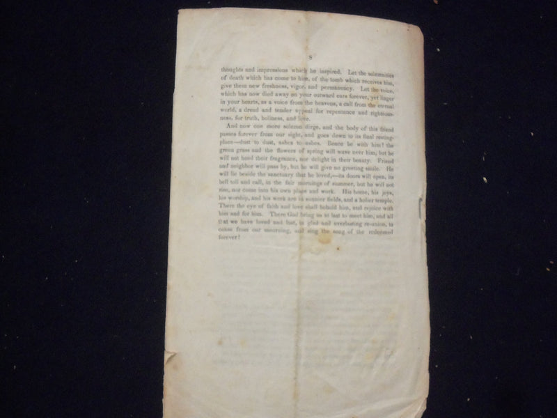 1842 REV. GEORGE WHITNEY FUNERAL ADDRESS SOFTCOVER BOOKLET - ROXBURY, MA - K 231
