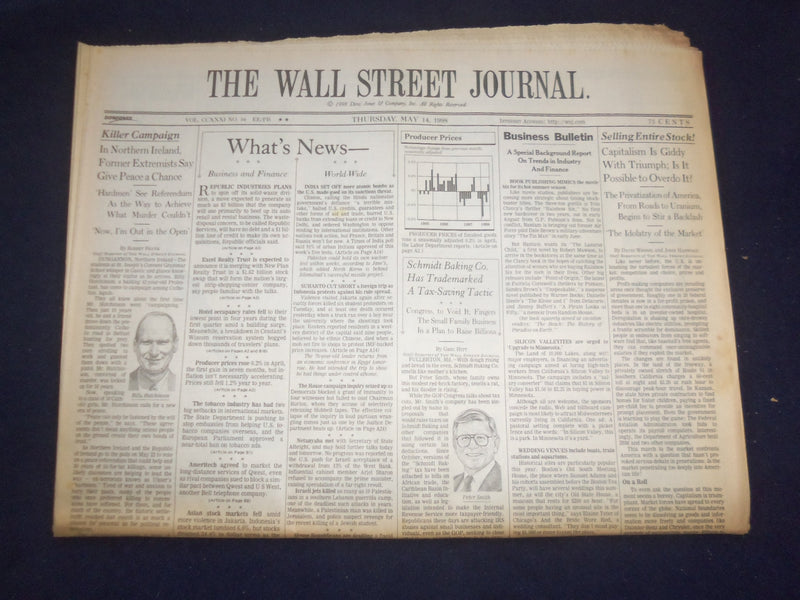 1998 MAY 14 THE WALL STREET JOURNAL - NO. IRELAND GIVE PEACE A CHANCE - WJ 101
