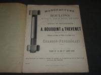 1891 A. BOUDOINT & THEVENET BOULONS RIVETS VIS FRENCH CATALOGUE - FR 510