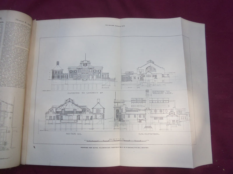 1918 JANUARY-JUNE THE BUILDER U. K. MAGAZINE BOUND VOLUME - FOLD OUTS- C 58