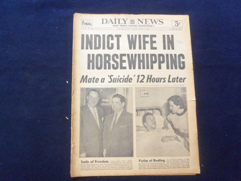 1955 MAR 31 NEW YORK DAILY NEWS NEWSPAPER -INDICT WIFE IN HORSEWHIPPING- NP 6744