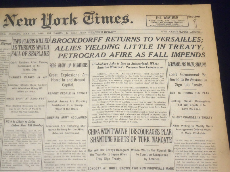 1919 MAY 25 NEW YORK TIMES - PETROGRAD AFIRE AS FALL IMPENDS - NT 9258