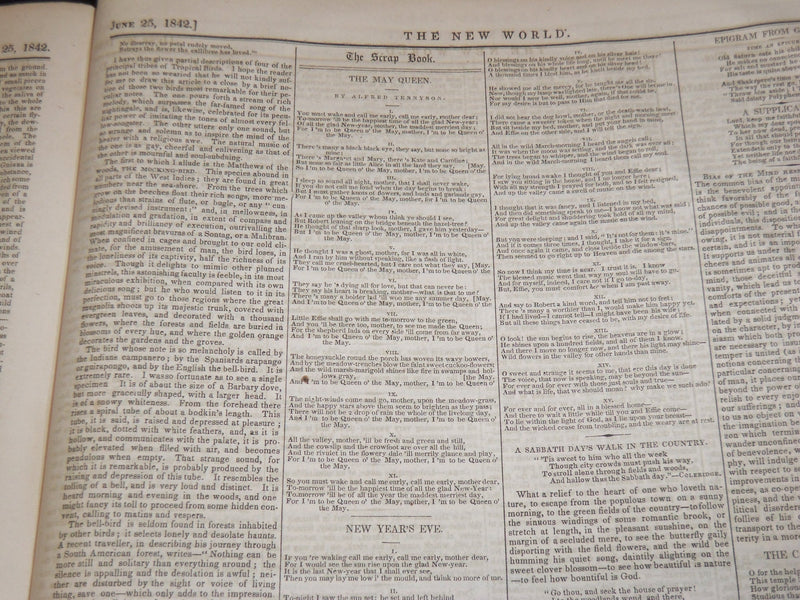 1842 JAN-JUL THE NEW WORLD JOURNAL BOUND VOLUME - DICKENS - LONGFELLOW - R 731P