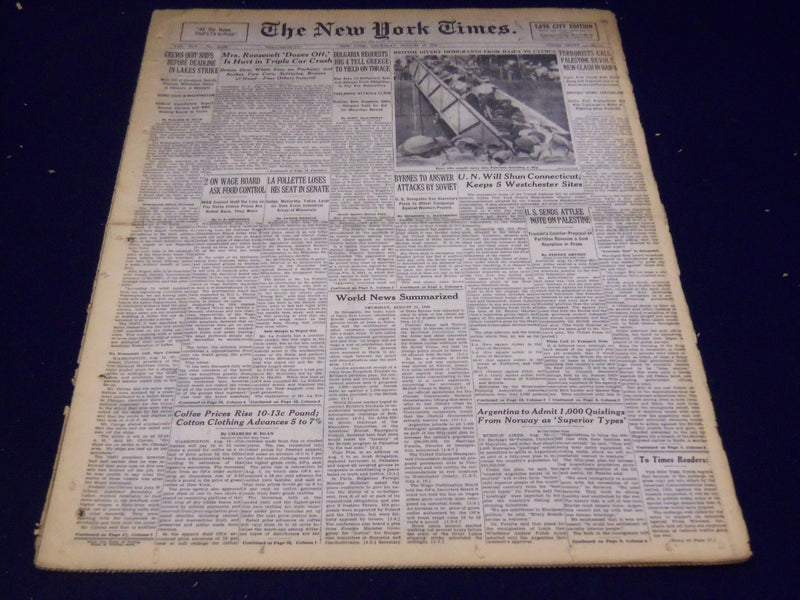 1946 AUG 15 NEW YORK TIMES - BRITISH DIVERT IMMIGRANTS HAIFA TO CYPRUS- NT 2344