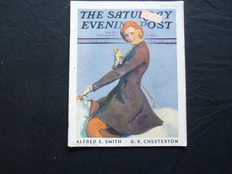 1932 SEPTEMBER 17 THE SATURDAY EVENING POST MAGAZINE - ILLUSTRATED COVER-SP 1481
