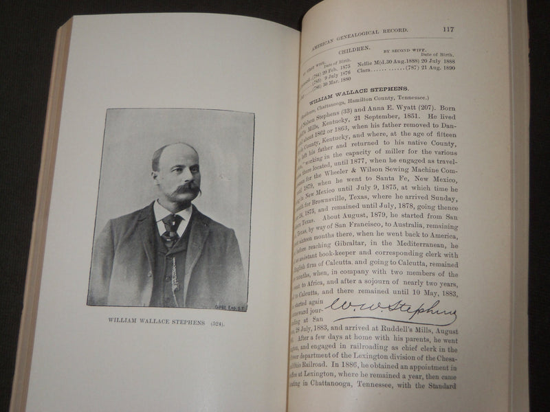 1892 THE AMERICAN GENEALOGICAL RECORD BOOK BY EDWARD STEPHENS CLARK - J 3175