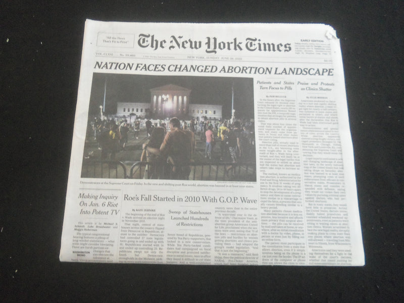 2022 JUNE 26 NEW YORK TIMES - NATION FACES CHANGED ABORTION LANDSCAPE