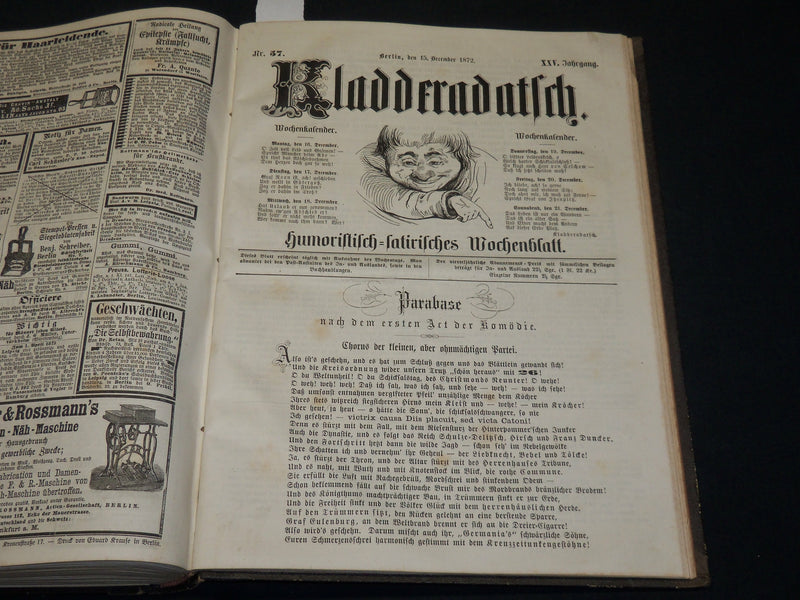 1872 KLADDERDATSCH ILLUSTRATED MAGAZINE BOUND VOLUME - GERMAN - KD 4349
