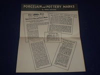 1943 PORCELAIN & POTTERY MARKS BY URBAN HARTMAN SOFTCOVER BOOK - J 1649