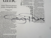 JUSTIN THEROUX 8x10 AUTOGRAPHED PHOTOGRAPH & NEWSPAPER ARTICLE- LOT OF 4