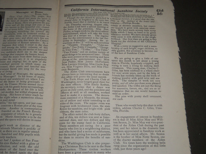 1904 SEPTEMBER CLUB LIFE WOMAN'S GUILD MAGAZINE - J 2584