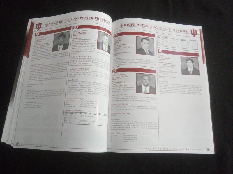 2002 NOV 16 FOOTBALL PROGRAM - INIDANA UNIVERSITY VS PENN STATE UNIV - B 5534D
