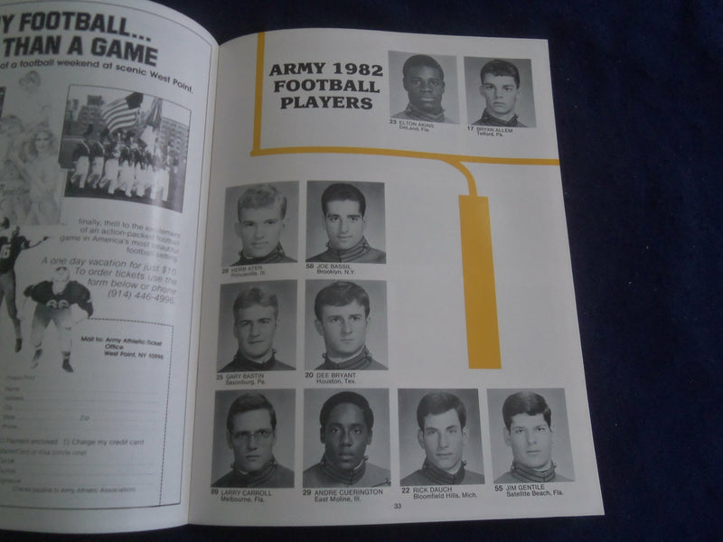 1982 NOV 13 FOOTBALL GAME PROGRAM - ARMY VS UNIV PITTSBURGH - MARINO - ST 6044P