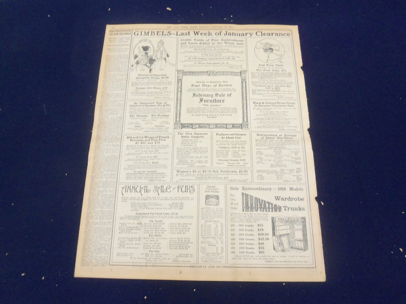 1916 JANUARY 23 NEW YORK TIMES - 6 DIE IN TRAIN HIT BY AVALANCHE - NT 9068