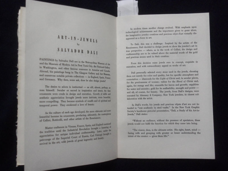 1964 DALI ART-IN-JEWELS SOFTCOVER BOOK - K 185