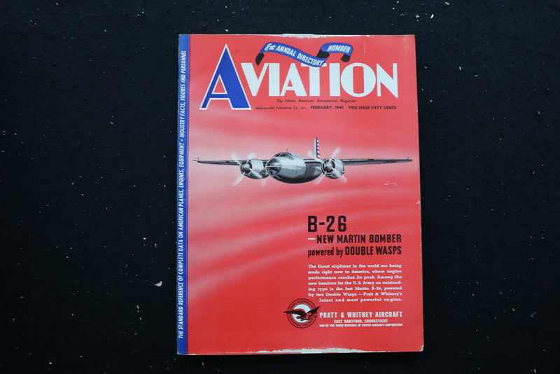 1941 FEBRUARY AVIATION MAGAZINE - B-26 MARTIN BOMBER COVER - E 10762