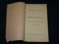 1859 THE FUNERAL SERMON OF JONATHAN HORN, ESQ., BY J. B. DAVIS - J 6080