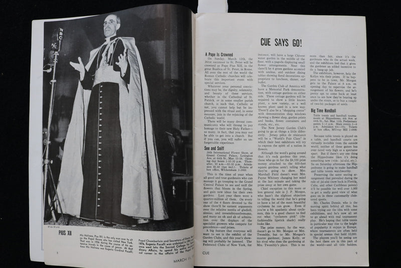 1939 MARCH 11 CUE MAGAZINE - MANHATTAN EDITION - K 3030