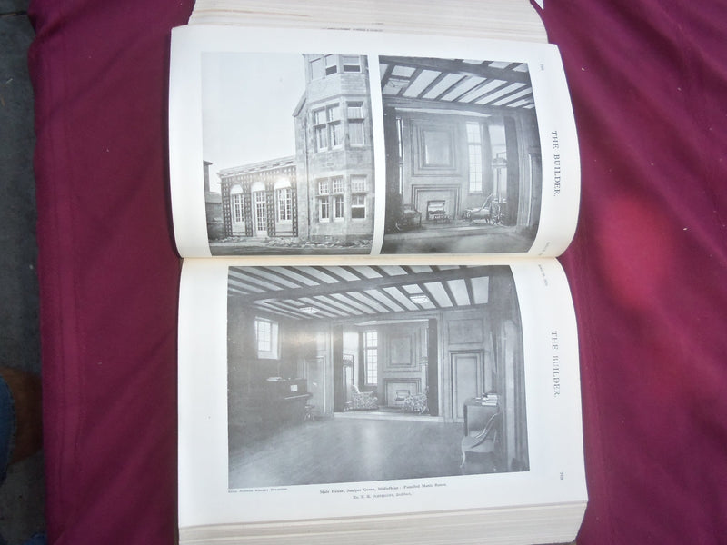 1929 JAN-DEC THE BUILDER U. K. MAGAZINE BOUND VOLUMES - 2 VOLS - FOLD OUTS- C 63