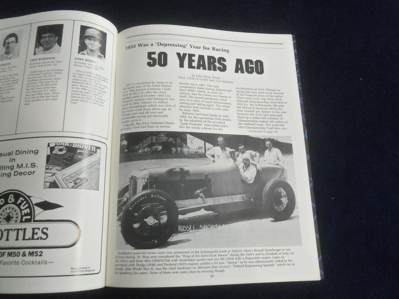 1983 SEPTEMBER 18 THE DETROIT NEWS GRAND PRIX RACING PROGRAM - SP 3898O