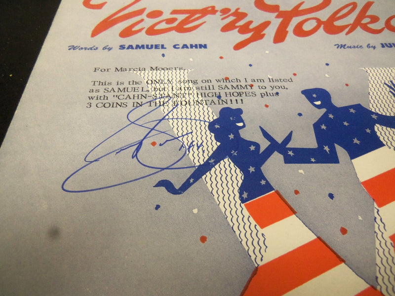 SAMMY CAHN VICTORY POLKA AUTOGRAPHED SHEET MUSIC - AM 1