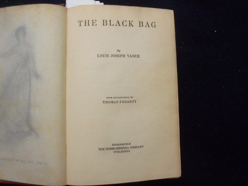 1908 THE BLACK BAG HARDCOVER BOOK BY LOUIS JOSEPH VANCE & T. FOGARTY - KD 8406