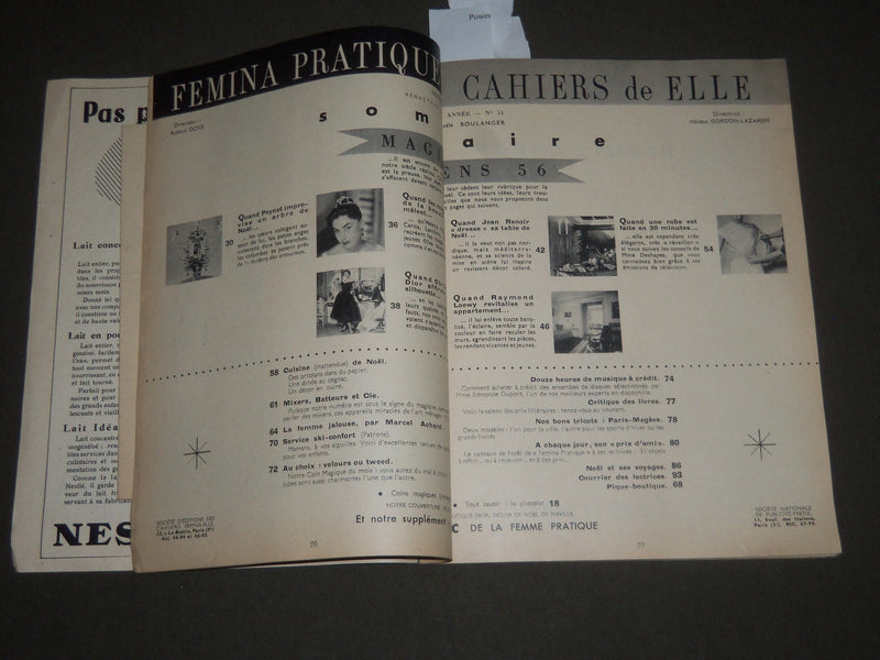 1955-1956 FEMINA PRATIQUE CAHIERS DE ELLE MAGAZINE LOT OF 2 - J 2548