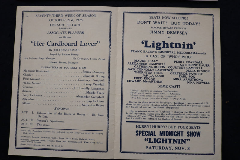 1928 NATIONAL THEATRE PROGRAMS - CHICAGO - LOT OF 7 - K 1783