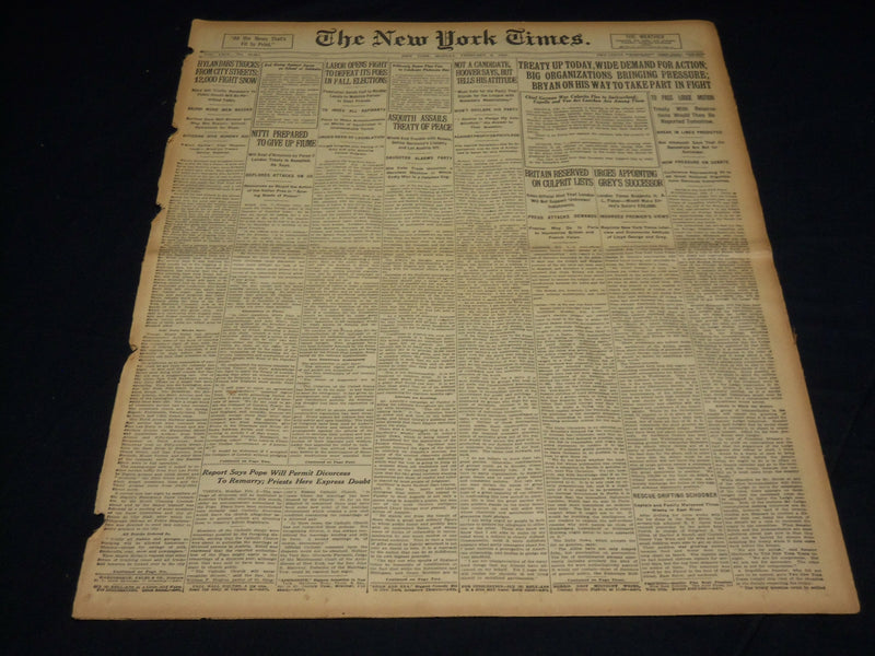 1920 FEBRUARY 9 NEW YORK TIMES - TREATY UP TODAY WIDE DEMAND FOR ACTION- NT 7865