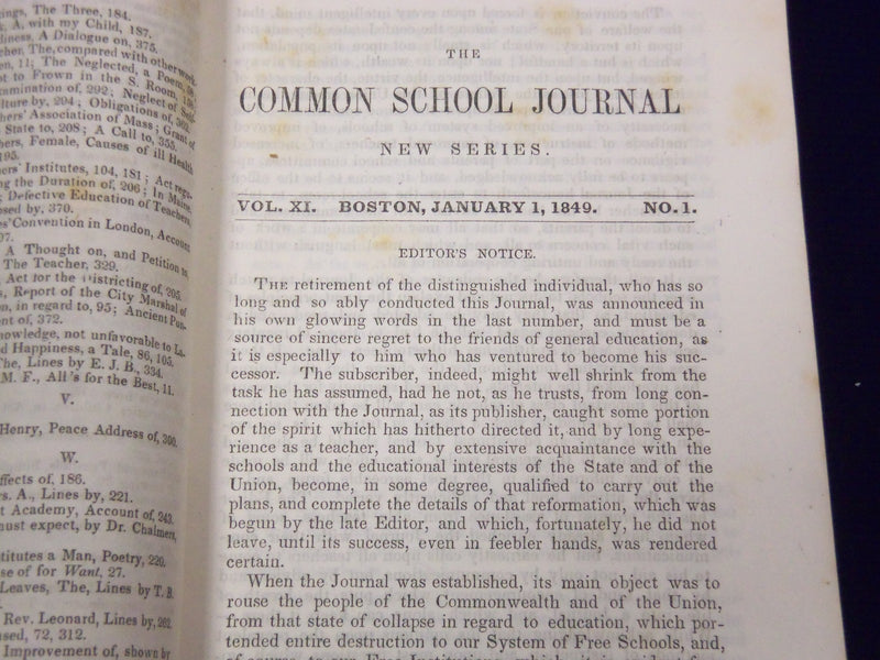 1849 JAN - 1850 DEC THE COMMON SCHOOL JOURNAL VOLUME NO. 11/12 - KD 1832