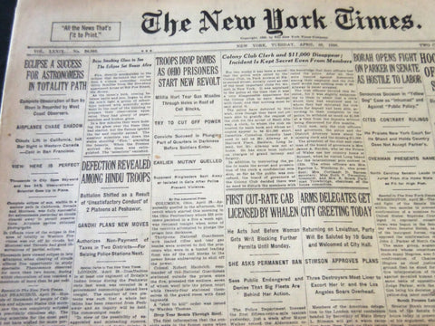 1930 APRIL 29 NEW YORK TIMES - ECLIPSE A SUCCESS FOR ASTRONOMERS - NT 5748