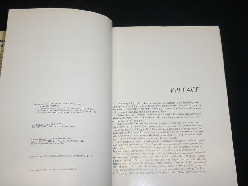 1969 MAMMALIAN FERTILIZATION BOOK BY ROBERT HADEK - KD 2763D