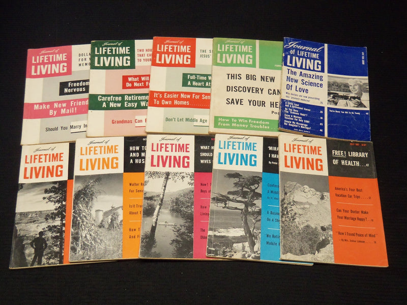 1955-1958 JOURNAL OF LIFETIME LIVING DIGEST MAGAZINE LOT OF 10 - WR 55K
