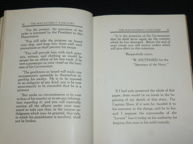 1927 THE MAN WITHOUT A COUNTRY HARDCOVER BOOK BY EDWARD EVERETT HALE - KD 7303