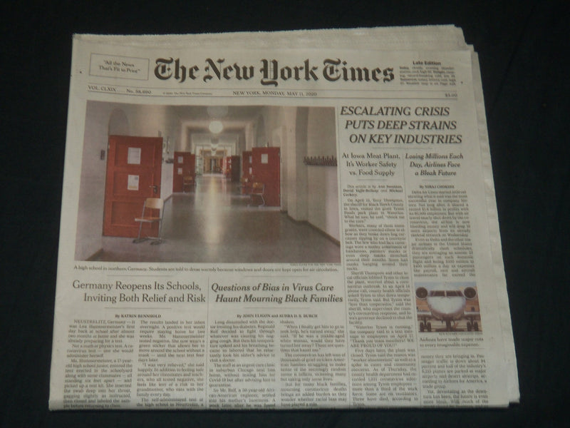 2020 MAY 11 NEW YORK TIMES ESCALATING CRISIS PUTS DEEP STRAINS ON KEY INDUSTRIES