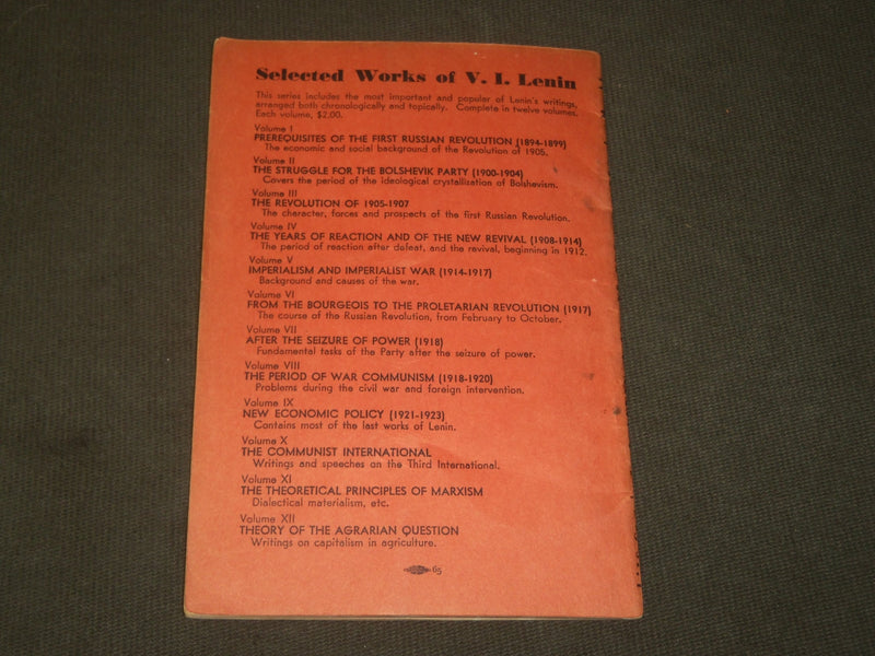 1940 WAR AND THE WORKERS BOOK BY V. I. LENIN - VOLUME 24 - LITTLE LENIN - J 3618