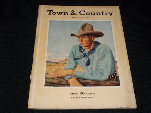 1933 AUGUST 15 TOWN & COUNTRY MAGAZINE - RICHARD CURRIER FRONT COVER - E 2529